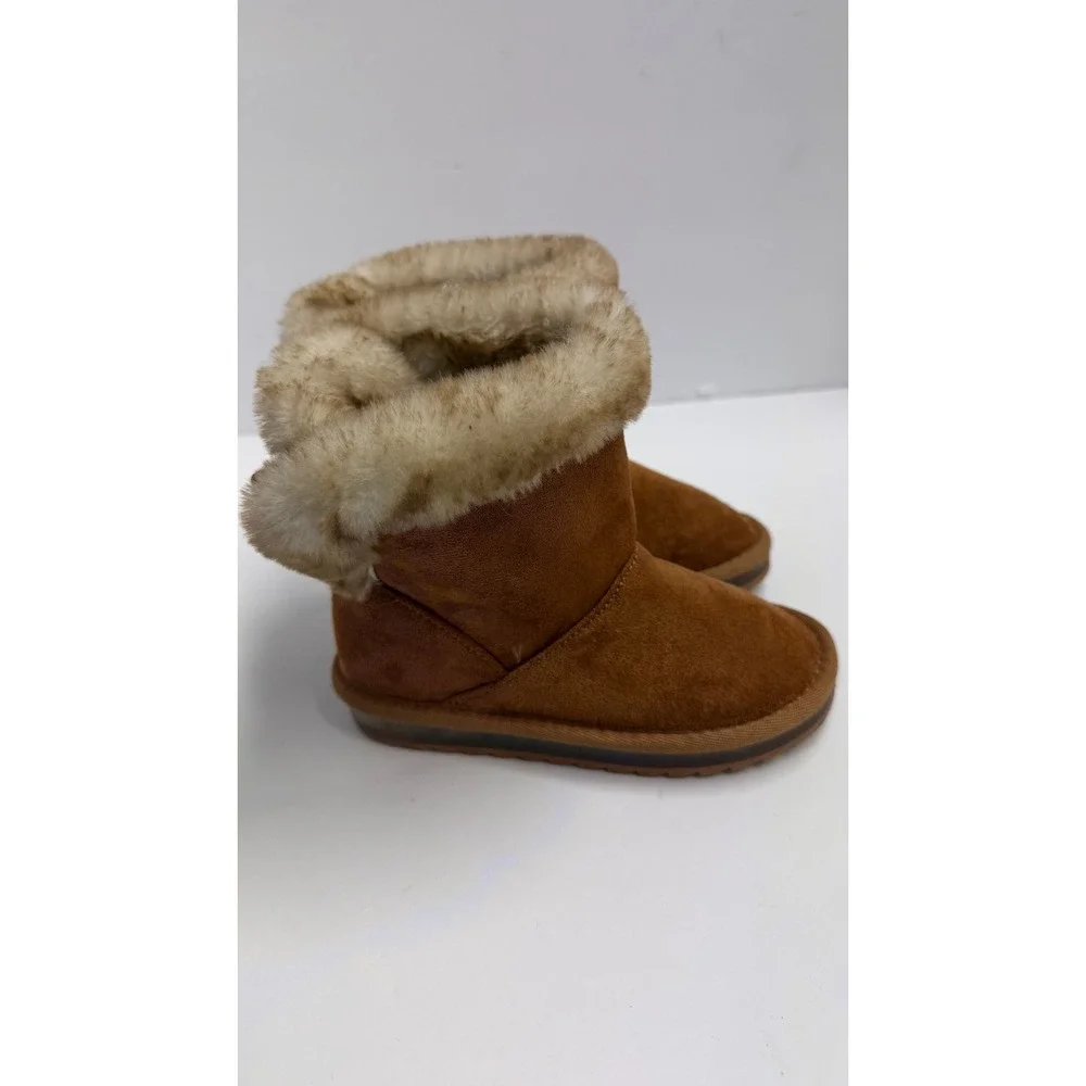 Sugar Toddler Girls Light Up Faux Fur Bow Winter Boots Brown Size 10 KS07576R